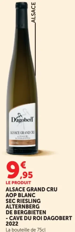 Cave du Roi Dagobert Alsace Grand Cru AOP Blanc Sec Riesling Altenberg de Bergbieten 2022