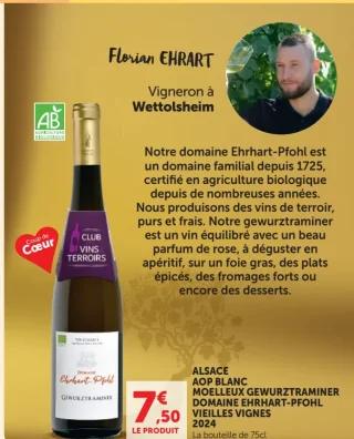 ALSACE AOP BLANC MOELLEUX GEWURZTRAMINER DOMAINE EHRART-PFOHL VIEILLES VIGNES 2024
