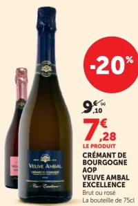 Crémant de Bourgogne AOP Veuve Ambal Excellence Brut ou rosé