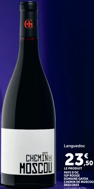 Vin rouge Chemin de Moscou Domaine Gayda Pays d'Oc IGP