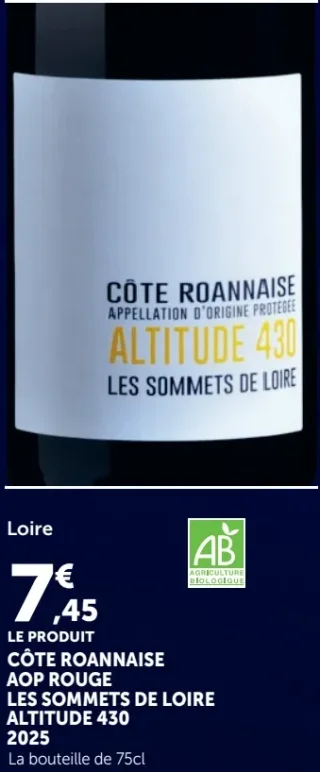 Les Sommets de Loire Côte Roannaise AOP Rouge Altitude 430 2023