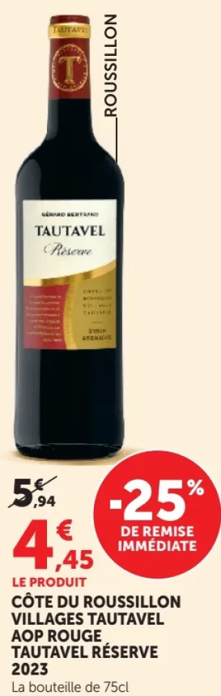 Côtes du Roussillon Villages Tautavel AOP Rouge Tautavel Réserve 2023