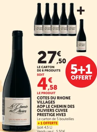 Côtes du Rhône Villages AOP Le Chemin des Oliviers Cuvée Prestige HVE3