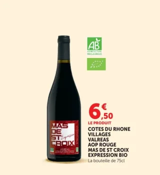 COTES DU RHONE VILLAGES VALREAS AOP ROUGE MAS DE ST CROIX EXPRESSION BIO