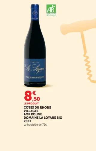 COTES DU RHONE VILLAGES AOP ROUGE DOMAINE LA LÔYANE BIO 2023