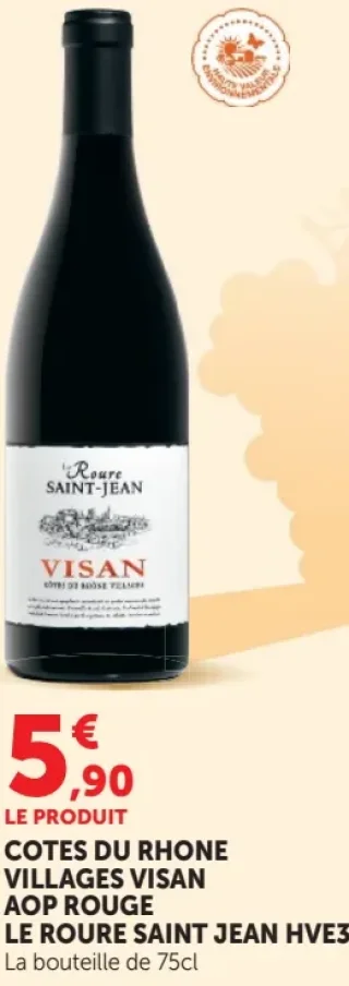 COTES DU RHONE VILLAGES VISAN AOP ROUGE LE ROURE SAINT JEAN HVE3