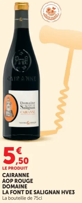 CAIRANNE AOP ROUGE DOMAINE LA FONT DE SALIGNAN HVE3