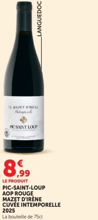 PIC-SAINT-LOUP AOP ROUGE MAZET D'IRÈNE CUVÉE INTEMPORELLE