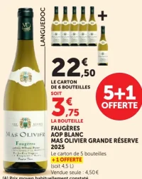 Vin blanc Faugères AOP Mas Olivier Grande Réserve