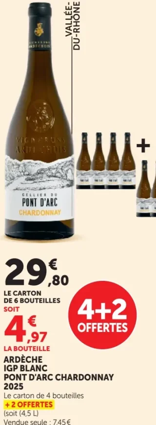 Vin blanc Ardèche IGP Chardonnay Pont d'Arc