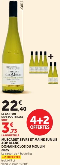 Vin blanc Muscadet Sèvre et Maine sur Lie AOP Domaine Clos du Moulin