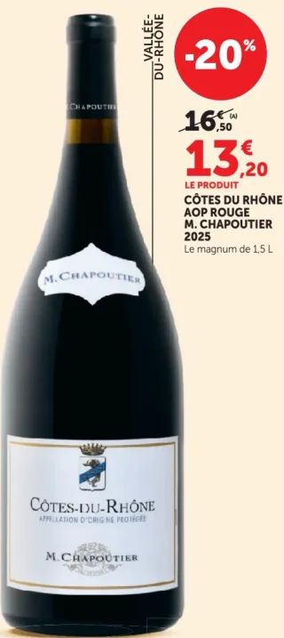 Côtes du Rhône AOP Rouge M. Chapoutier 2025 - Le magnum de 1,5 L