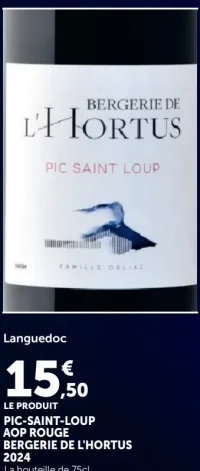 Bergerie de l'Hortus Pic-Saint-Loup AOP Rouge 2024
