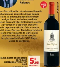 Vin rouge Blaye-Côtes de Bordeaux AOP Château du Vieux Puit 2016