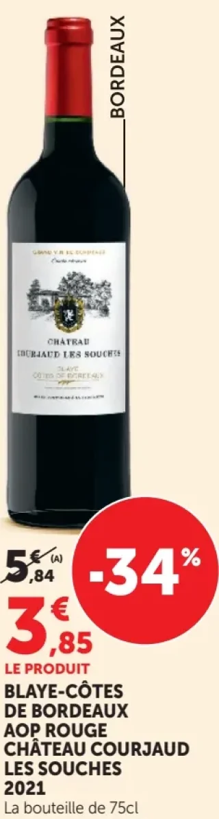 Vin rouge Blaye-Côtes de Bordeaux AOP Château Courjaud Les Souches 2021