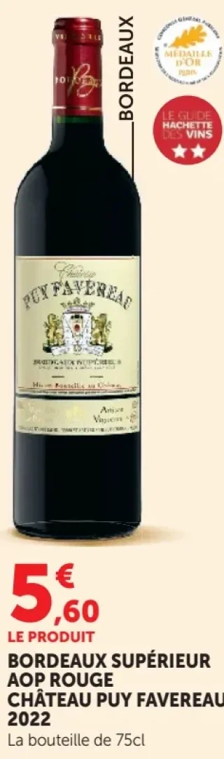Vin rouge Bordeaux Supérieur AOP Château Puy Favereau 2022