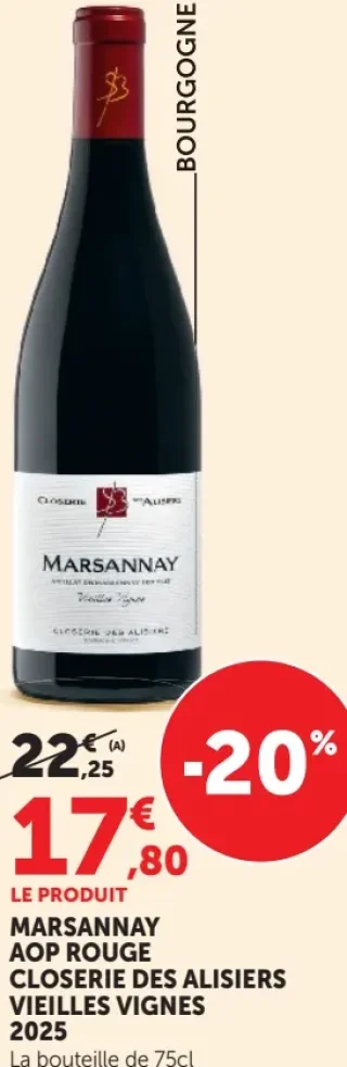 Vin rouge Marsannay AOP Closerie des Alisiers Vieilles Vignes 2025