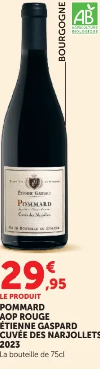 Vin rouge Pommard AOP Étienne Gaspard Cuvée Des Narjollets 2023