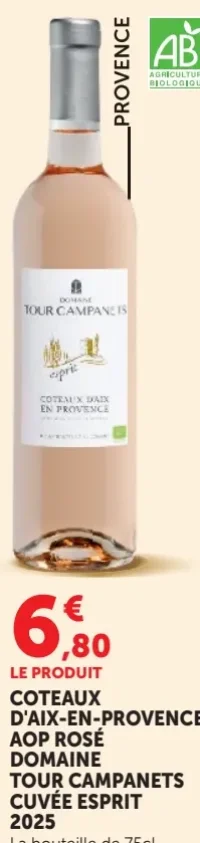 Domaine Tour Campanets Coteaux d'Aix-en-Provence AOP Rosé Cuvée Esprit 2025