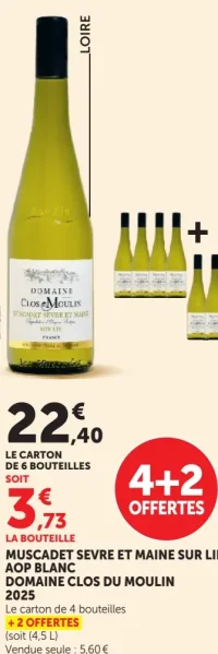 Muscadet Sevre et Maine sur lie AOP Blanc Domaine Clos du Moulin