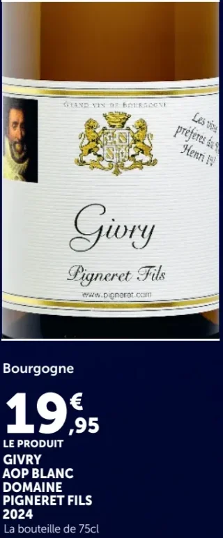 Bourgogne Givry AOP Blanc Domaine Pigneret Fils 2024