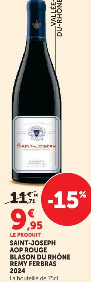Vin rouge Saint-Joseph AOP Blason du Rhône Remy Ferbras 2024