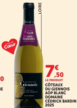 Côteaux du Giennois AOP Blanc Domaine Cédrick Bardin
