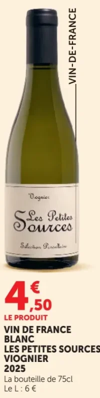 Vin de France Blanc Les Petites Sources Viognier