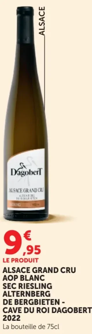 Alsace Grand Cru AOP Blanc Sec Riesling Alternberg de Bergbieten - Cave du Roi Dagobert 2022