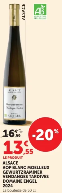 ALSACE AOP BLANC MOELLEUX GEWURZTRAMINER VENDANGES TARDIVES DOMAINE ENGEL