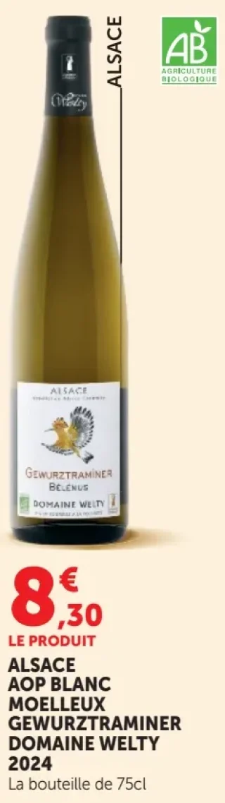 ALSACE AOP BLANC MOELLEUX GEWURZTRAMINER DOMAINE WELTY