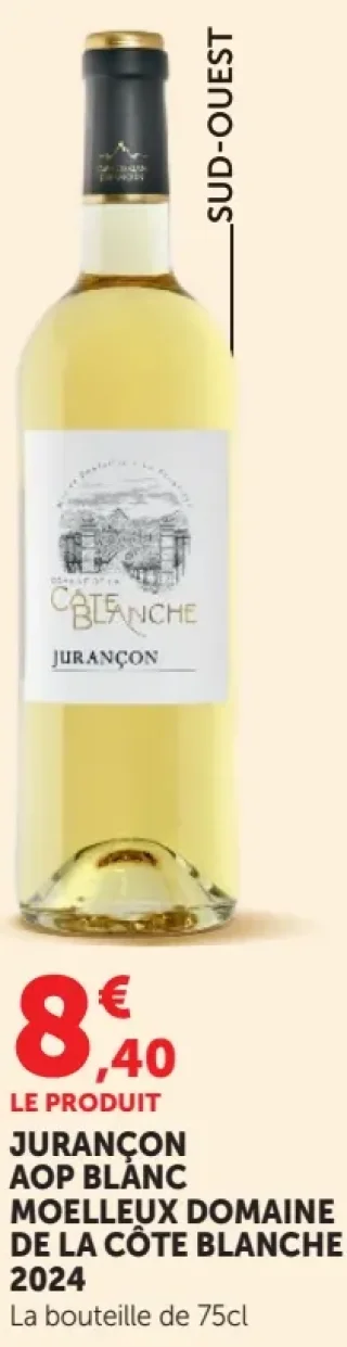 JURANÇON AOP BLANC MOELLEUX DOMAINE DE LA CÔTE BLANCHE