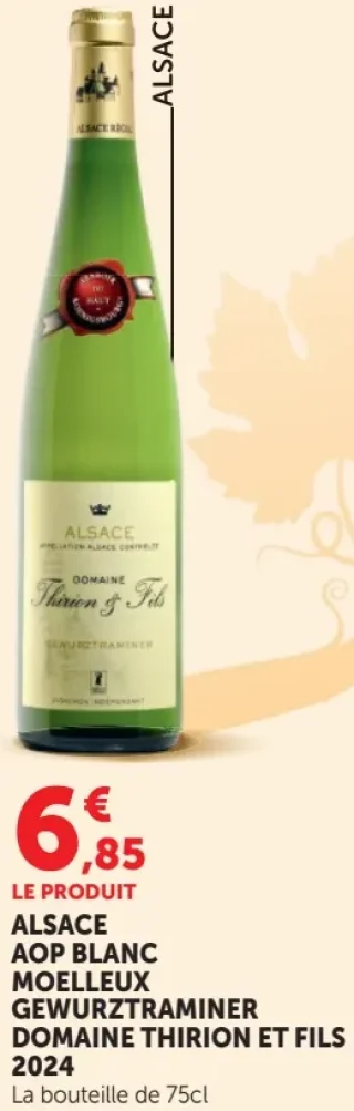 ALSACE AOP BLANC MOELLEUX GEWURZTRAMINER DOMAINE THIRION ET FILS