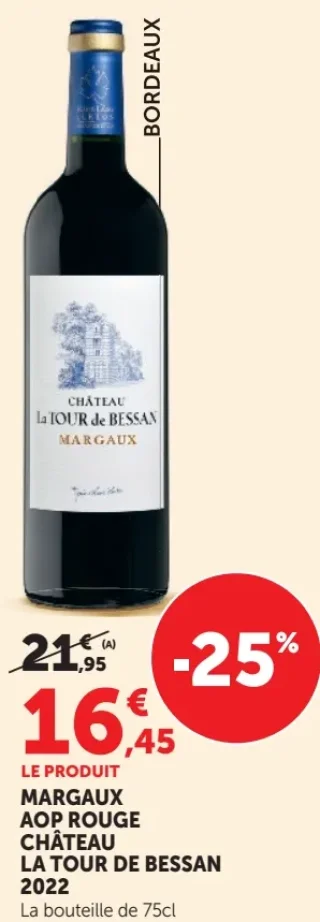 Vin rouge Margaux AOP Château La Tour de Bessan 2022