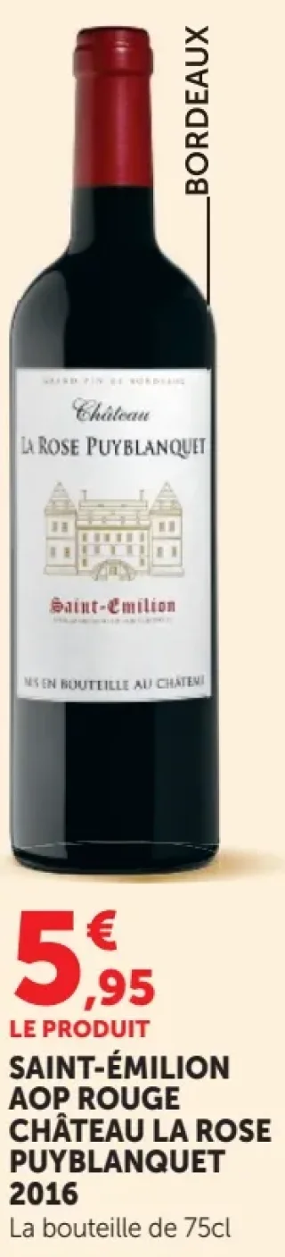 Vin rouge Saint-Émilion AOP Château La Rose Puyblanquet 2016