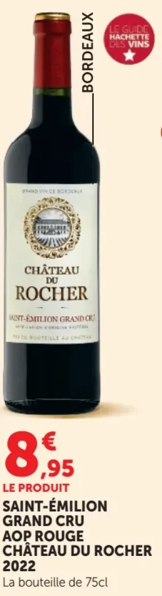 Vin rouge Saint-Émilion Grand Cru AOP Château du Rocher 2022