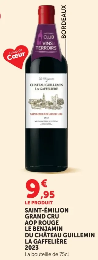 Vin rouge Saint-Émilion Grand Cru AOP Le Benjamin du Château Guillemin La Gaffelière 2023