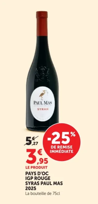 PAYS D'OC IGP ROUGE SYRAS PAUL MAS 2025