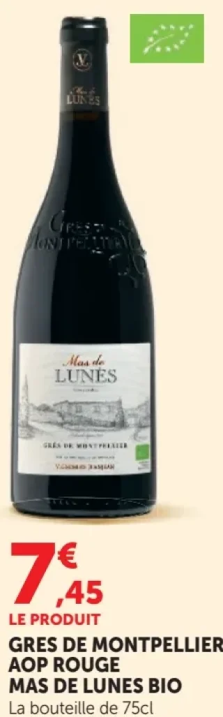 GRES DE MONTPELLIER AOP ROUGE MAS DE LUNES BIO