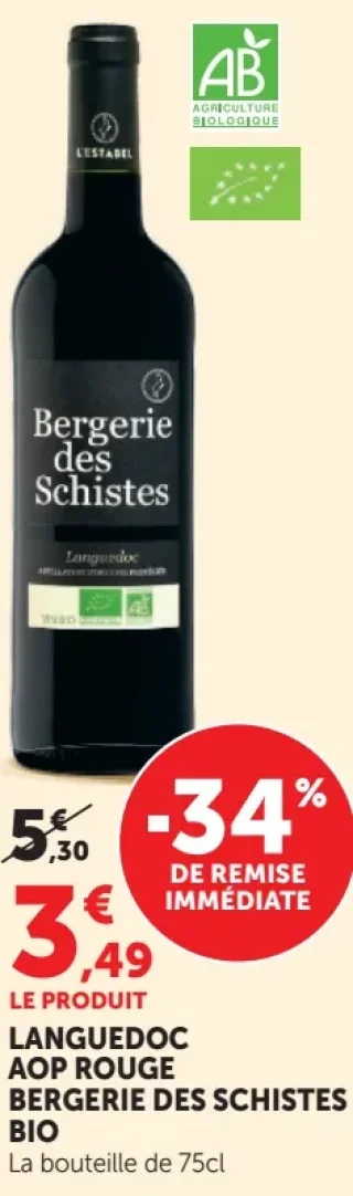 LANGUEDOC AOP ROUGE BERGERIE DES SCHISTES BIO