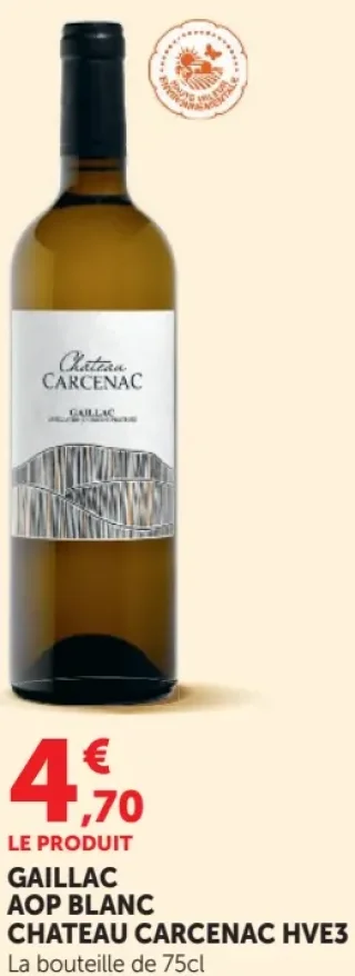 Gaillac AOP Blanc Château Carcenac HVE3
