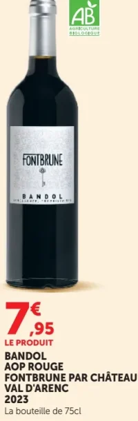 Vin rouge BANDOL AOP ROUGE FONTBRUNE PAR CHÂTEAU VAL D'ARENC