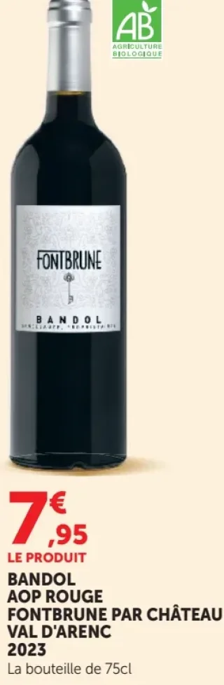 Vin rouge BANDOL AOP ROUGE FONTBRUNE PAR CHÂTEAU VAL D'ARENC