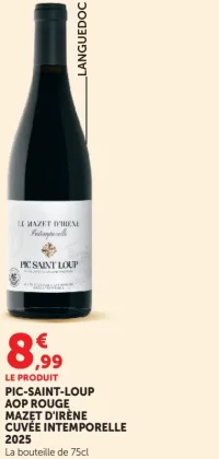Vin rouge PIC-SAINT-LOUP AOP ROUGE MAZET D'IRÈNE CUVÉE INTEMPORELLE