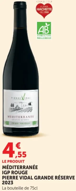 Vin rouge MÉDITERRANÉE IGP ROUGE PIERRE VIDAL GRANDE RÉSERVE