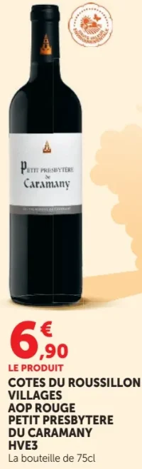 COTES DU ROUSSILLON VILLAGES AOP ROUGE PETIT PRESBYTERE DU CARAMANY HVE3