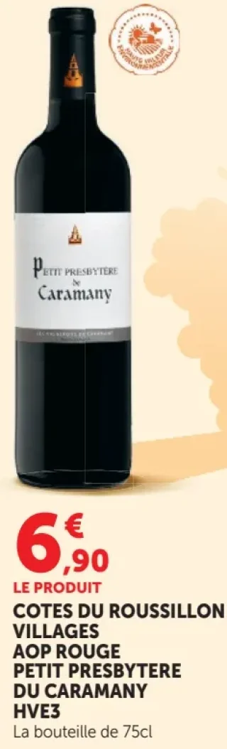 COTES DU ROUSSILLON VILLAGES AOP ROUGE PETIT PRESBYTERE DU CARAMANY HVE3