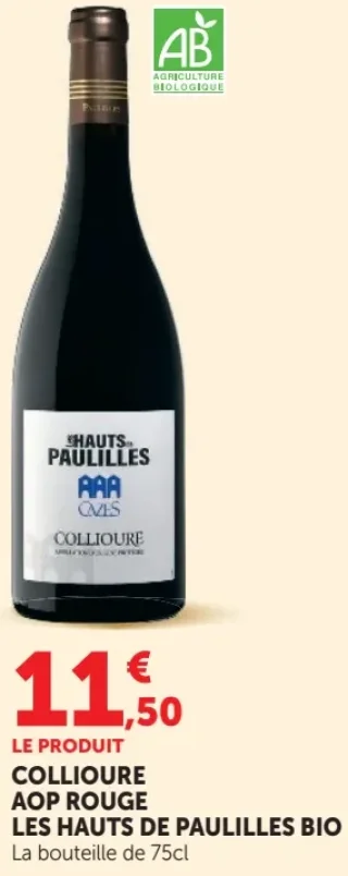 COLLIOURE AOP ROUGE LES HAUTS DE PAULILLES BIO