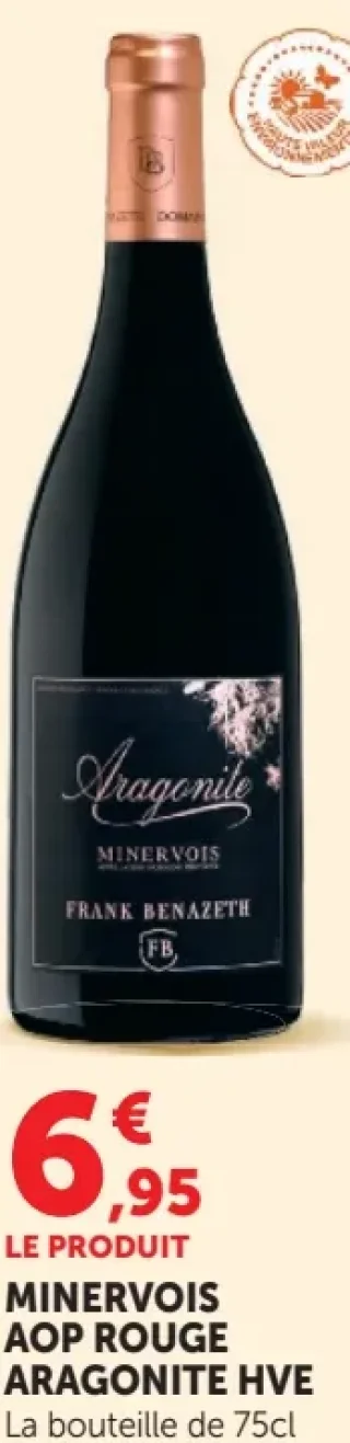 MINERVOIS AOP ROUGE ARAGONITE HVE La bouteille de 75cl