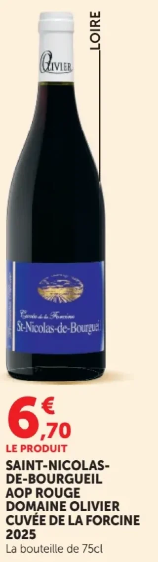 Vin rouge Saint-Nicolas-de-Bourgueil AOP Rouge Domaine Olivier Cuvée de la Forcine 2025